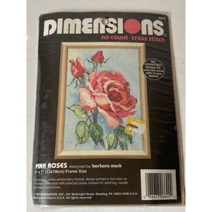 Dimensions Pink Roses no count cross stitch kit Barbara Mock‎ No needle 5" x 7"